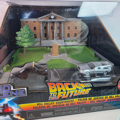 Back To The Future Nano Scene Hill Valley Courthouse Set With Die-Cast Delorean & Time Machine