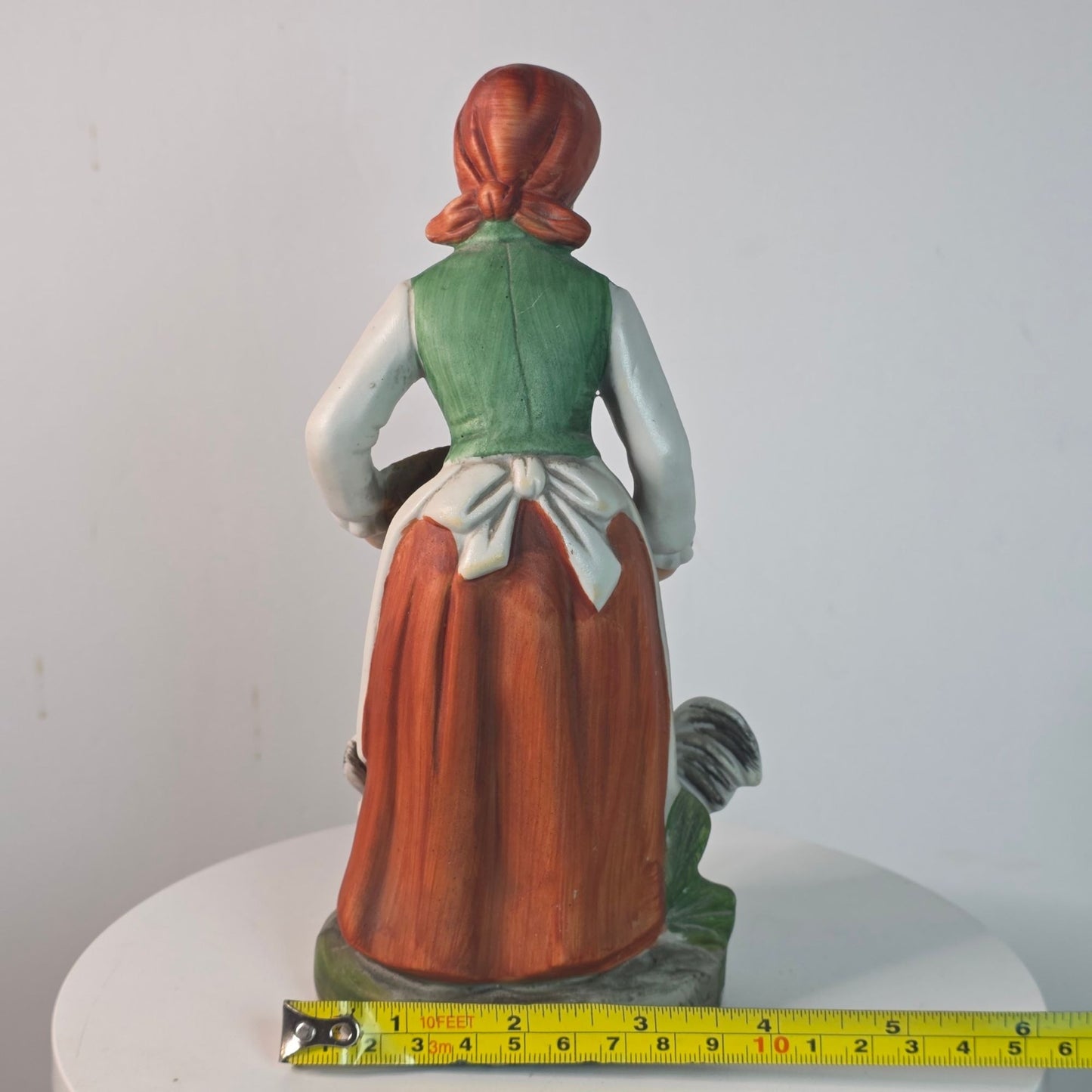 Vintage Homco Porcelain Young Lady Feeding Chickens Figurine 8.0” Tall