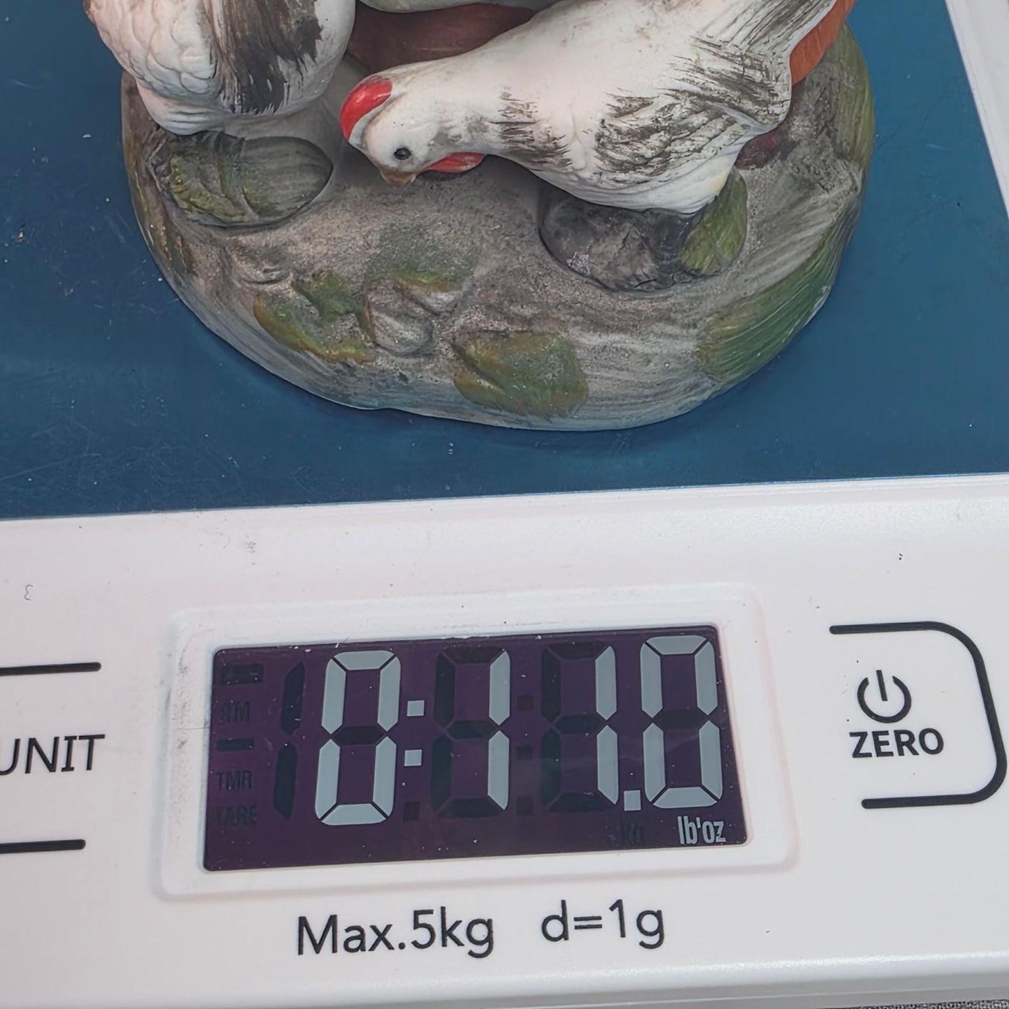 Vintage Homco Porcelain Young Lady Feeding Chickens Figurine 8.0” Tall
