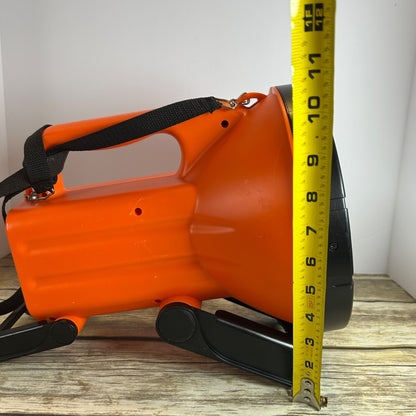 Cyclops S600 Rechargeable Spotlight With Adjustable Stand & Shoulder Strap 12V DC Compatible Bright Beam Durable Plastic Orange & Black