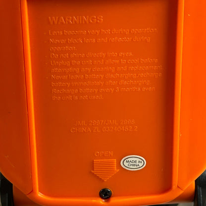 Cyclops S600 Rechargeable Spotlight With Adjustable Stand & Shoulder Strap 12V DC Compatible Bright Beam Durable Plastic Orange & Black