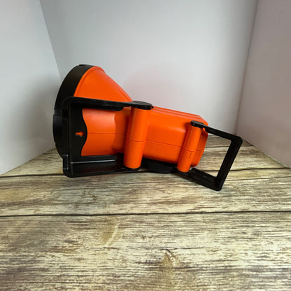 Cyclops S600 Rechargeable Spotlight With Adjustable Stand & Shoulder Strap 12V DC Compatible Bright Beam Durable Plastic Orange & Black