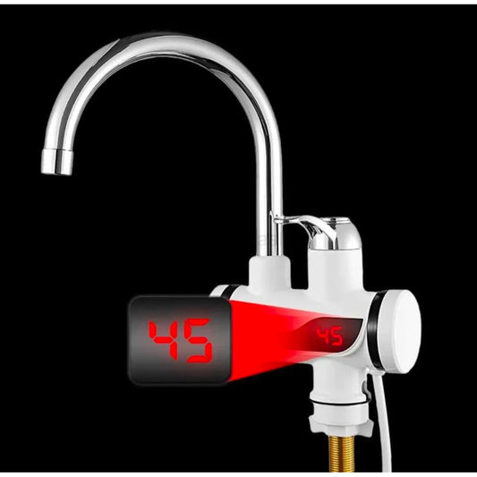Instant Electric Hot Water Faucet With Temperature Display  3000W 220V ABS & Stainless Steel IPX4 Rating