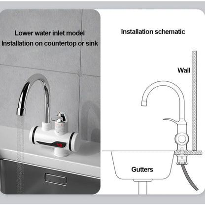 Instant Electric Hot Water Faucet With Temperature Display  3000W 220V ABS & Stainless Steel IPX4 Rating