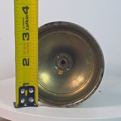 Vintage Amber Glass Oil Lamp With Ribbed Design & Metal Crown