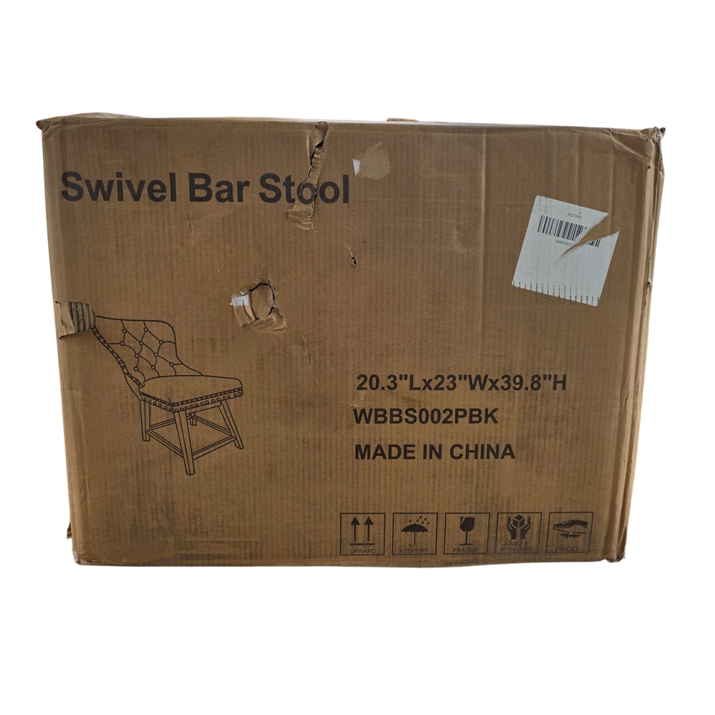 Tewloss 26" Swivel Bar Stools Set Of 2 Leather Counter Height Chairs With Nailhead Trim & Button-Tufted Backrest