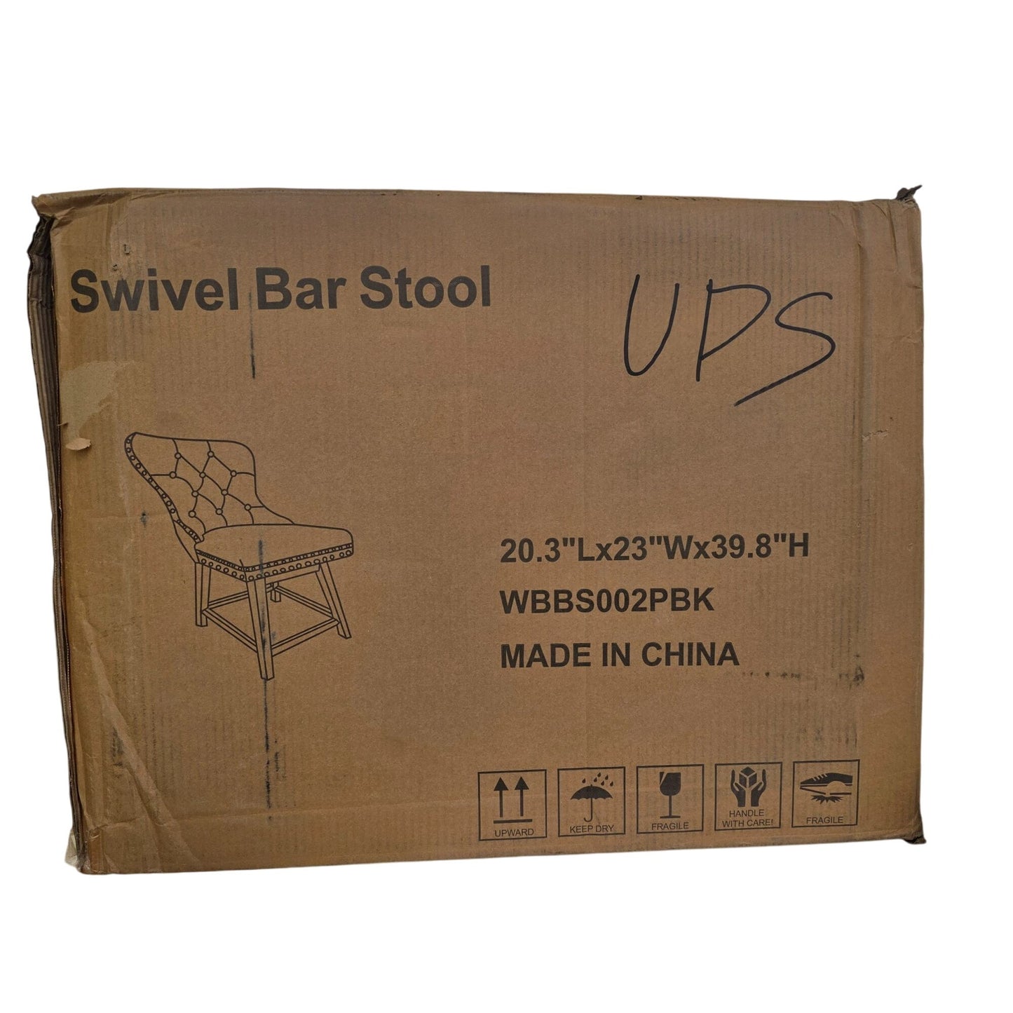 Tewloss 26" Swivel Bar Stools Set Of 2 Leather Counter Height Chairs With Nailhead Trim & Button-Tufted Backrest