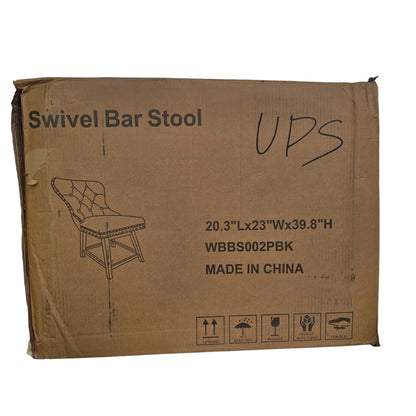 Tewloss 26" Swivel Bar Stools Set Of 2 Leather Counter Height Chairs With Nailhead Trim & Button-Tufted Backrest