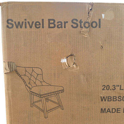 Tewloss 26" Swivel Bar Stools Set Of 2 Leather Counter Height Chairs With Nailhead Trim & Button-Tufted Backrest