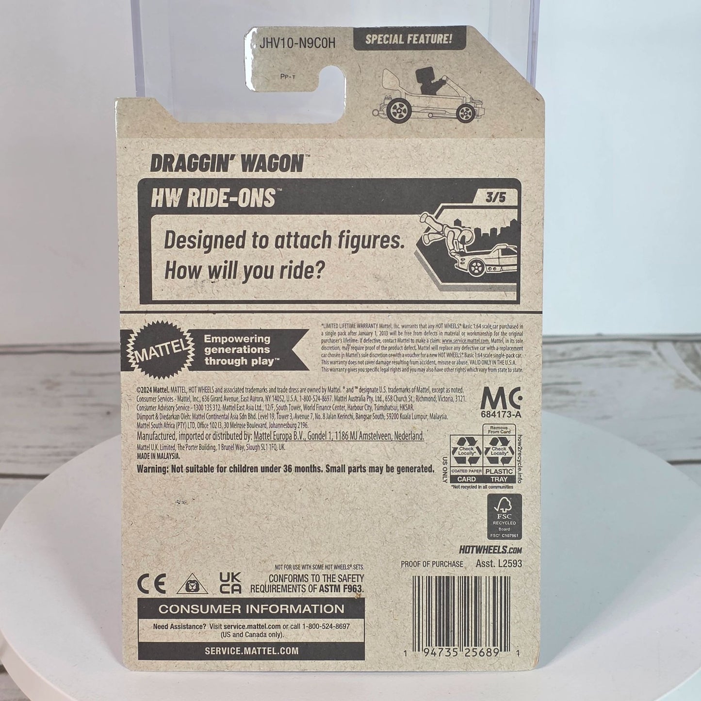 Hot Wheels Draggin Wagon Purple Die-Cast Car 68/250 3/5 Limited Edition Guaranteed For Life