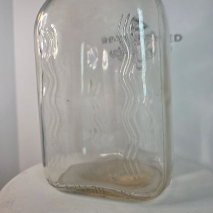 RARE VTG 1/2 Half Gallon Glass Milk Bottle WAVY RIPPLED Embossed Farmhouse Decor