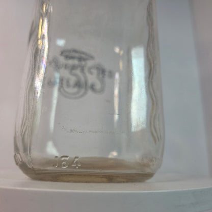 RARE VTG 1/2 Half Gallon Glass Milk Bottle WAVY RIPPLED Embossed Farmhouse Decor