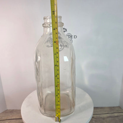 RARE VTG 1/2 Half Gallon Glass Milk Bottle WAVY RIPPLED Embossed Farmhouse Decor