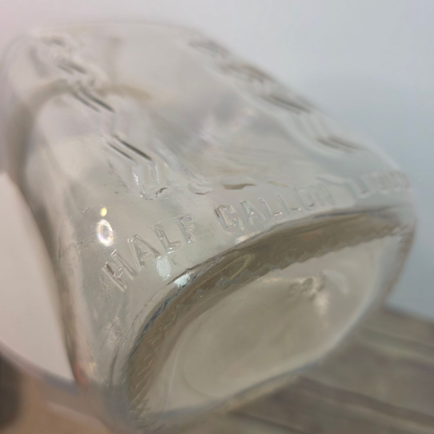 RARE VTG 1/2 Half Gallon Glass Milk Bottle WAVY RIPPLED Embossed Farmhouse Decor