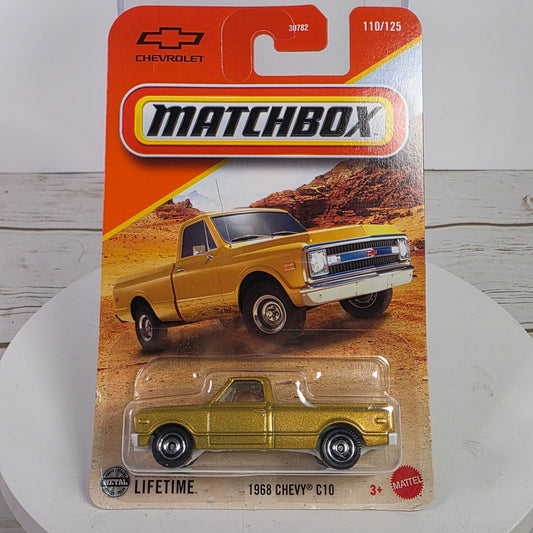 1968 Chevy C10 Gold Die-Cast Matchbox Truck Collectible By Mattel