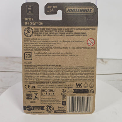 1968 Chevy C10 Gold Die-Cast Matchbox Truck Collectible By Mattel