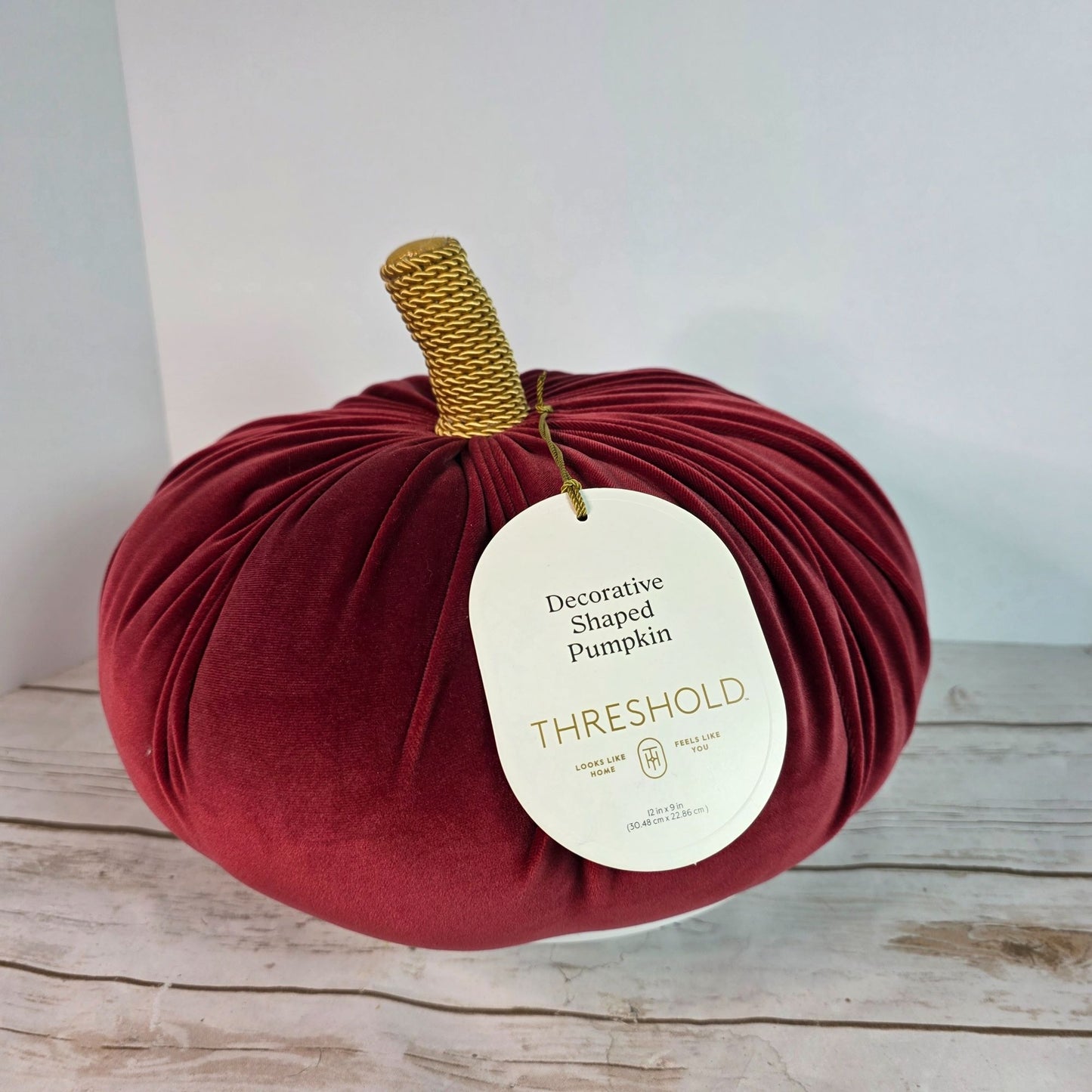 Decorative Velvet Pumpkin With Gold Stem By Threshold 12in X 9.3in