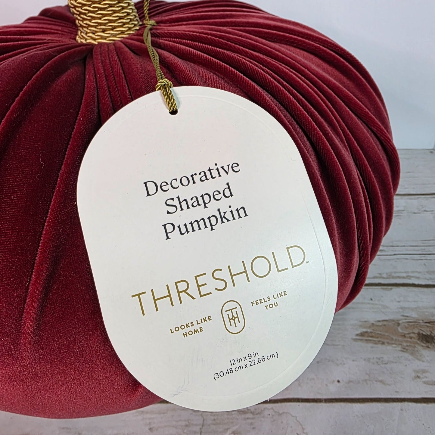 Decorative Velvet Pumpkin With Gold Stem By Threshold 12in X 9.3in