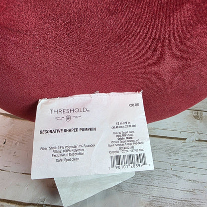 Decorative Velvet Pumpkin With Gold Stem By Threshold 12in X 9.3in