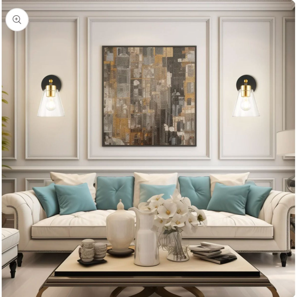 Hamilyeah Black & Gold Wall Sconce Set With Clear Glass Shades 60W Max E26 Socket 9.68" Height