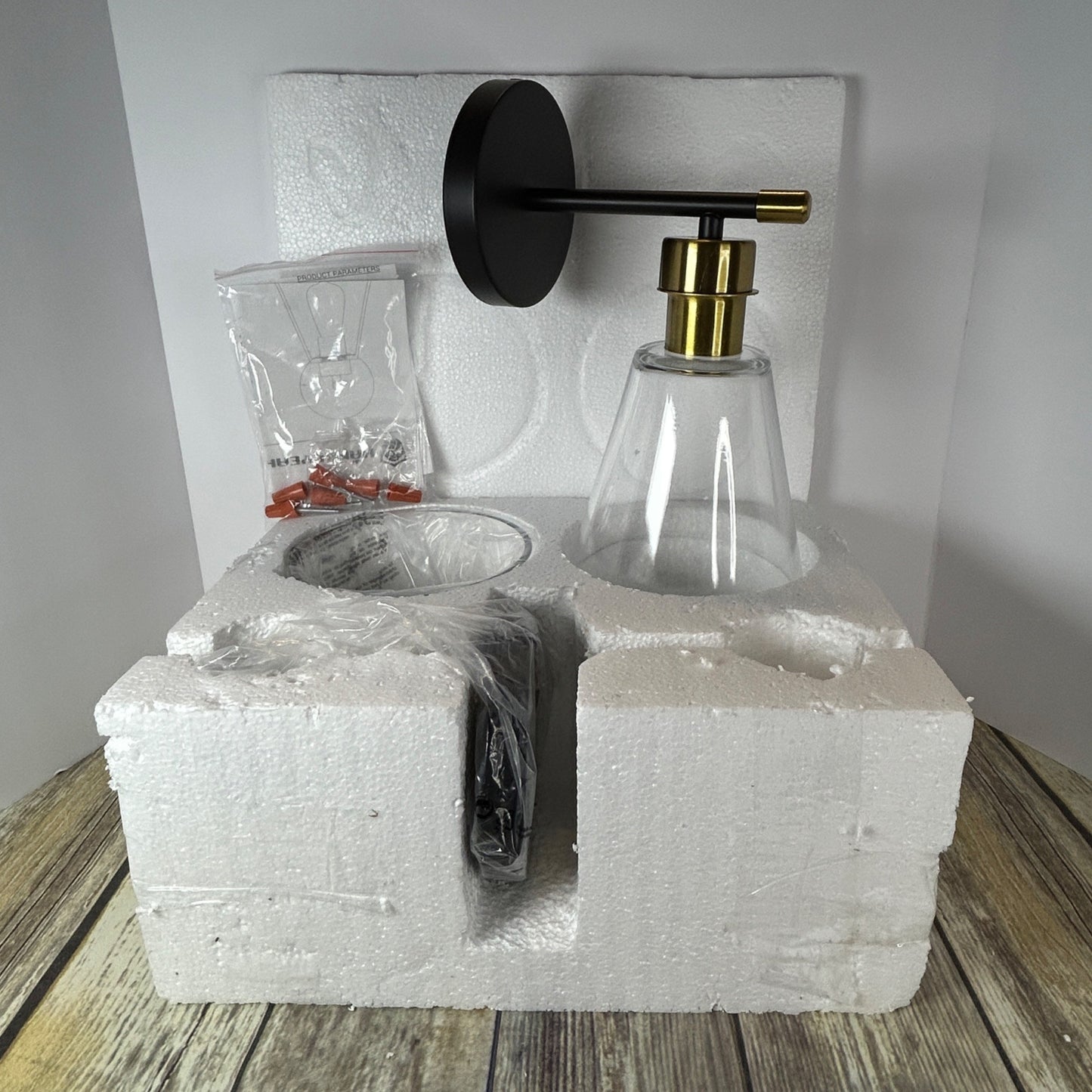 Hamilyeah Black & Gold Wall Sconce Set With Clear Glass Shades 60W Max E26 Socket 9.68" Height