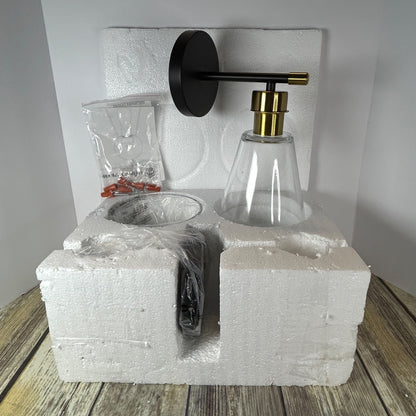 Hamilyeah Black & Gold Wall Sconce Set With Clear Glass Shades 60W Max E26 Socket 9.68" Height