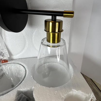 Hamilyeah Black & Gold Wall Sconce Set With Clear Glass Shades 60W Max E26 Socket 9.68" Height