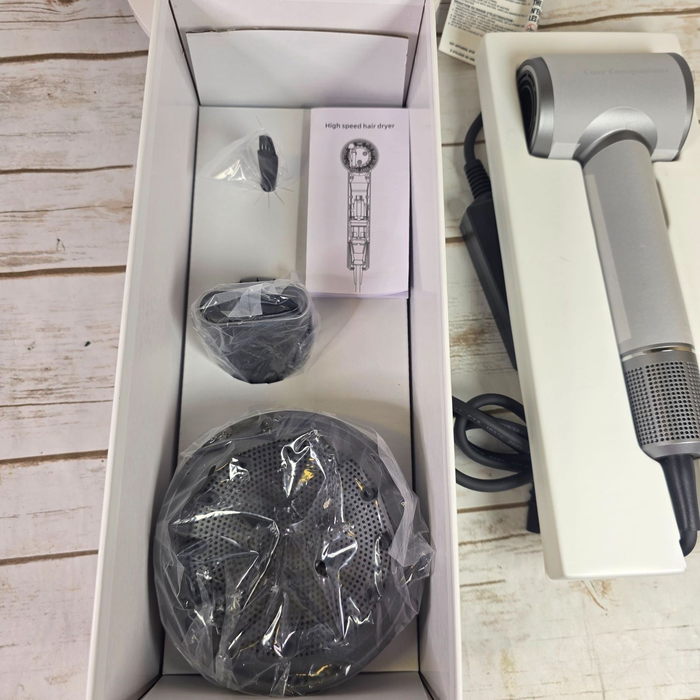 Cosy Companions High-Speed Hair Dryer With Digital Display & Attachments Silver