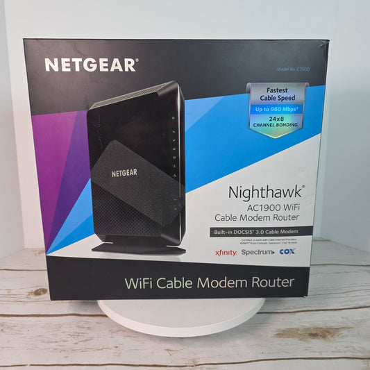 Netgear Nighthawk AC1900 WiFi Cable Modem Router C7000 960 Mbps 24x8 Channel Bonding