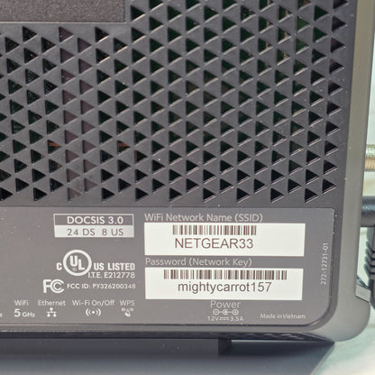 Netgear Nighthawk AC1900 WiFi Cable Modem Router C7000 960 Mbps 24x8 Channel Bonding