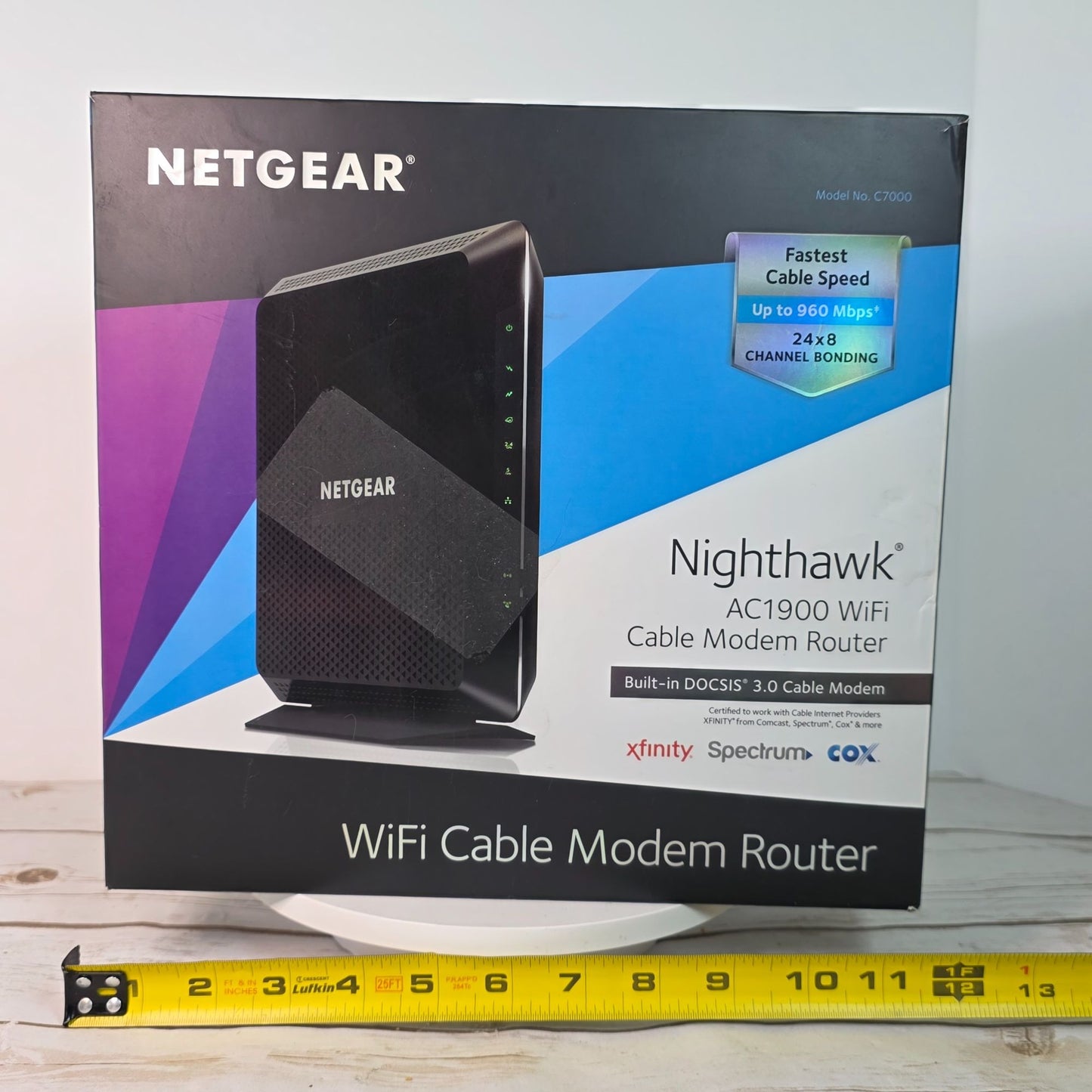 Netgear Nighthawk AC1900 WiFi Cable Modem Router C7000 960 Mbps 24x8 Channel Bonding