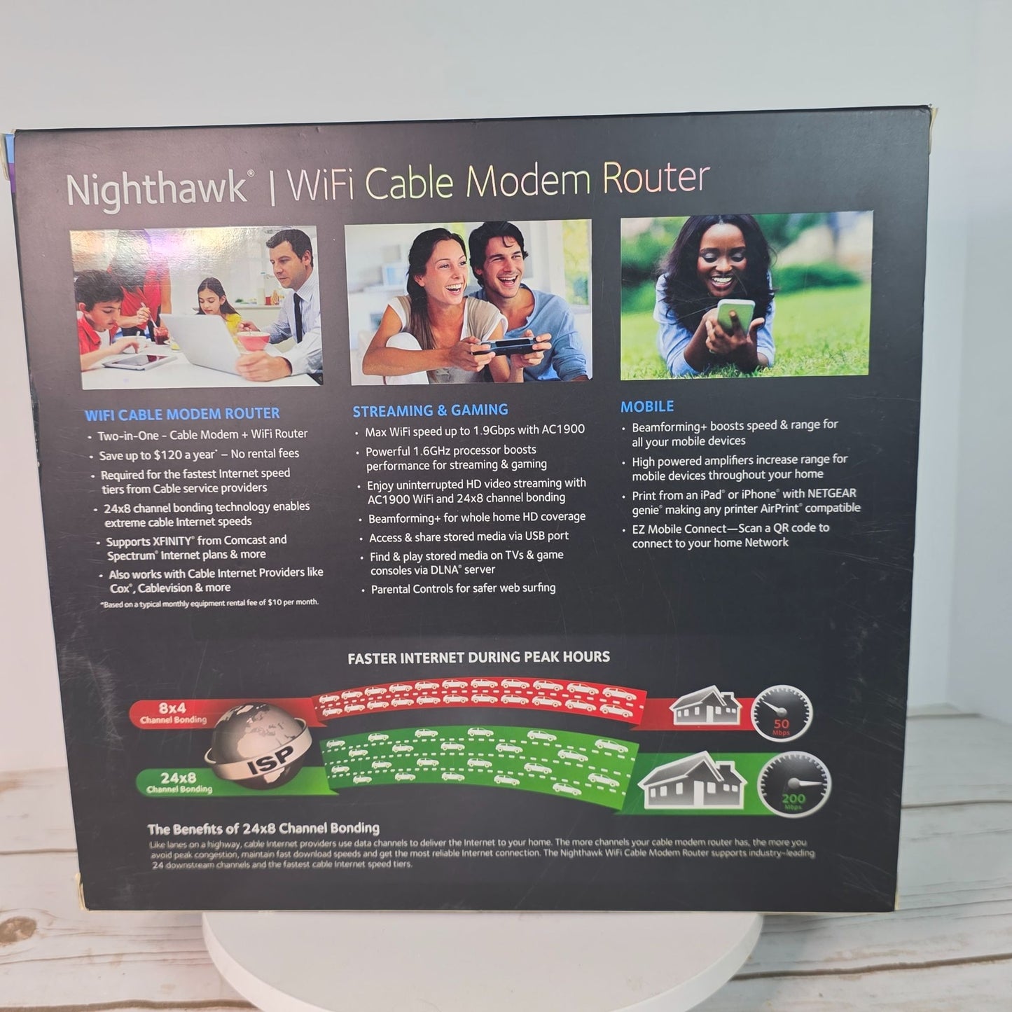 Netgear Nighthawk AC1900 WiFi Cable Modem Router C7000 960 Mbps 24x8 Channel Bonding