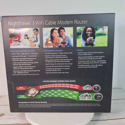 Netgear Nighthawk AC1900 WiFi Cable Modem Router C7000 960 Mbps 24x8 Channel Bonding