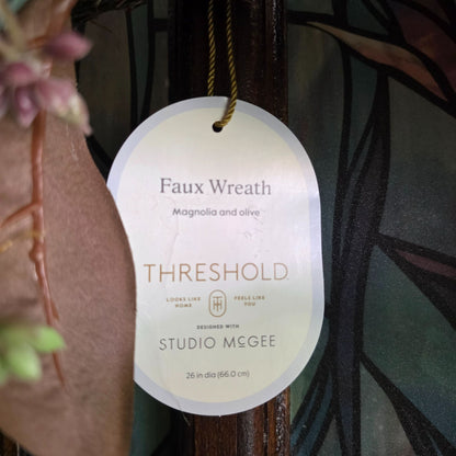 Faux Magnolia & Olive Wreath 26" Indoor Decorative By Threshold Studio McGee