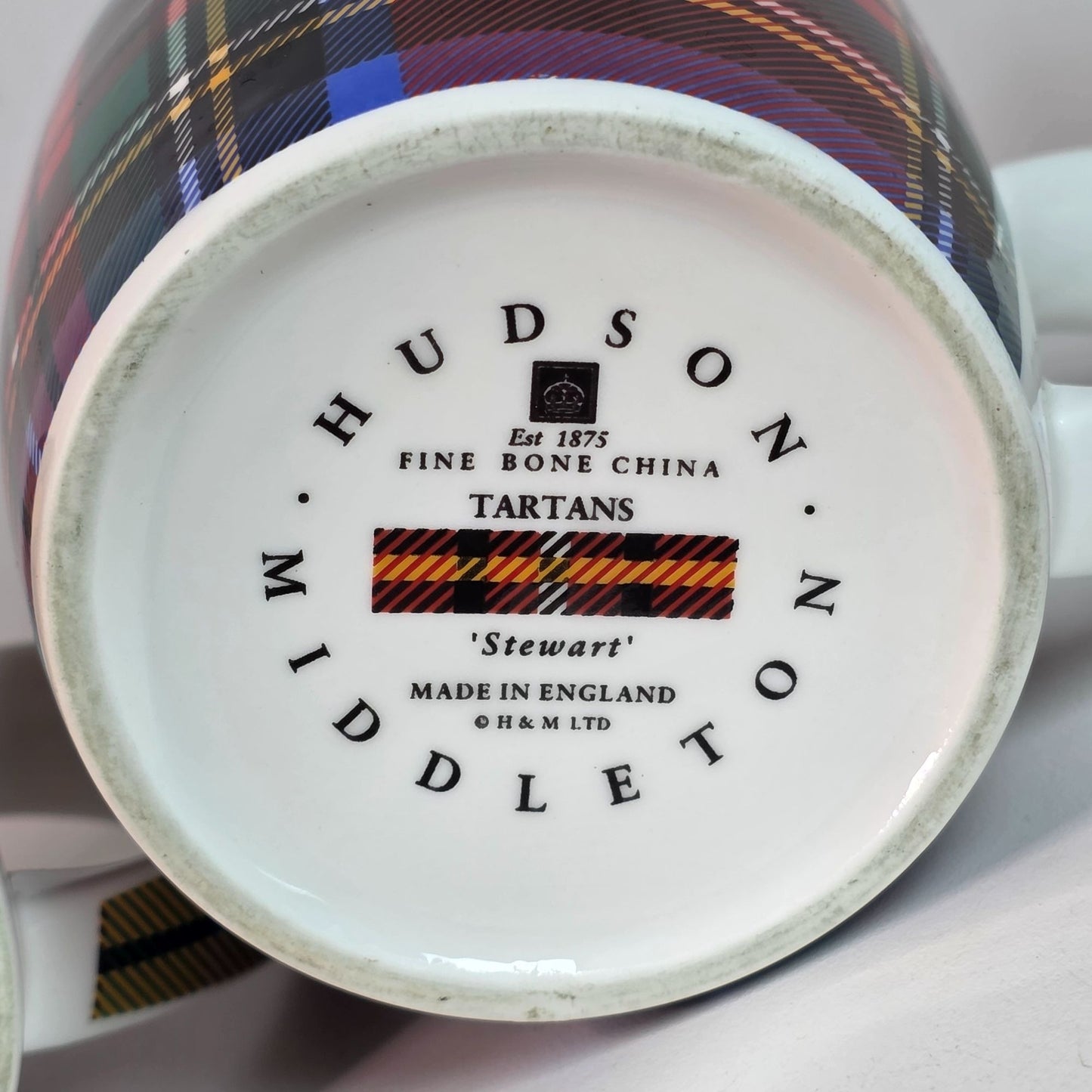 Rare Set Of 2 Hudson & Middleton Tartan Mugs Fine Bone China Made In England