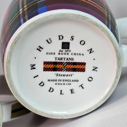 Rare Set Of 2 Hudson & Middleton Tartan Mugs Fine Bone China Made In England