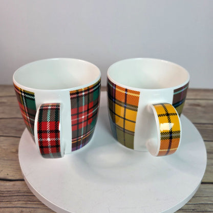 Rare Set Of 2 Hudson & Middleton Tartan Mugs Fine Bone China Made In England