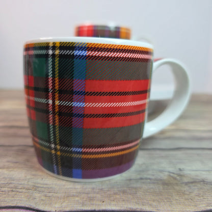 Rare Set Of 2 Hudson & Middleton Tartan Mugs Fine Bone China Made In England
