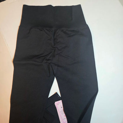 Amelia Activewear Womens Black High-Waisted Ruched Leggings S