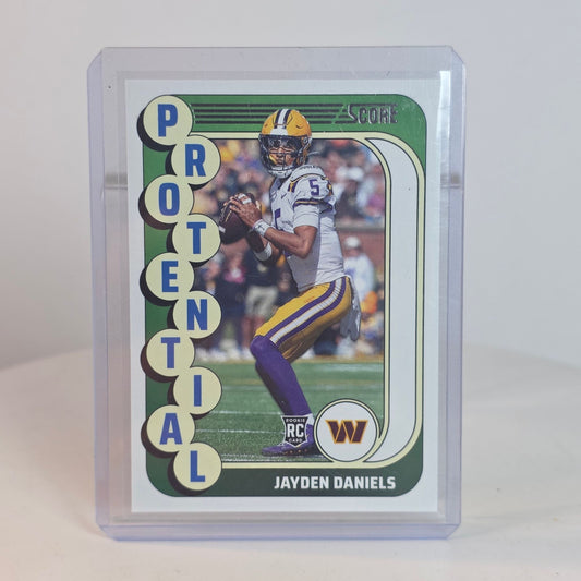 Jayden Daniels 2024 Panini Score Football Rookie Trading Card Potential Washington Commanders No. 3 In Protective Case