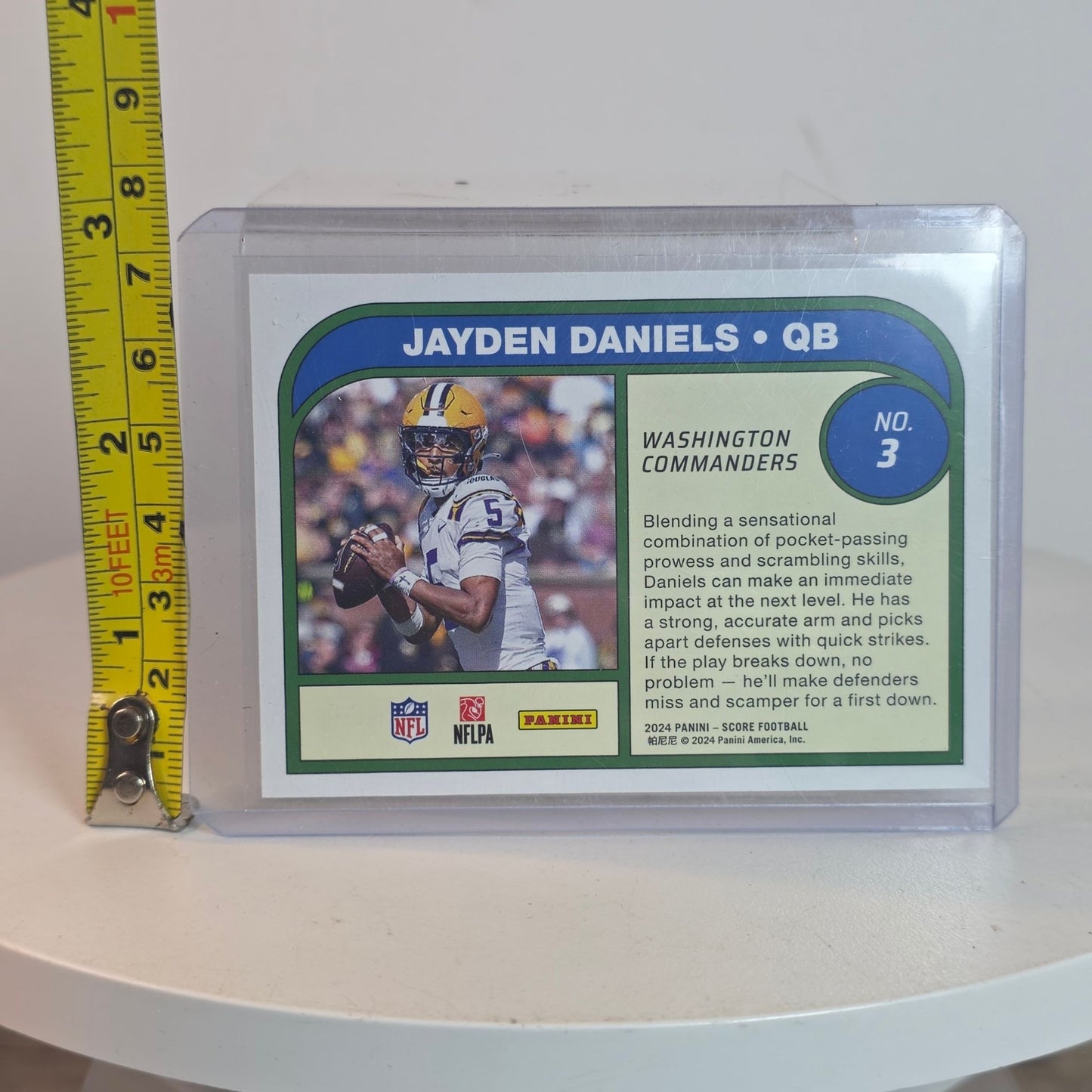 Jayden Daniels 2024 Panini Score Football Rookie Trading Card Potential Washington Commanders No. 3 In Protective Case
