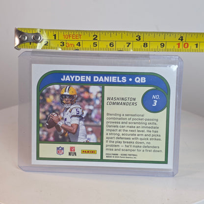 Jayden Daniels 2024 Panini Score Football Rookie Trading Card Potential Washington Commanders No. 3 In Protective Case