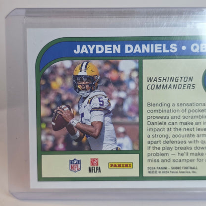 Jayden Daniels 2024 Panini Score Football Rookie Trading Card Potential Washington Commanders No. 3 In Protective Case