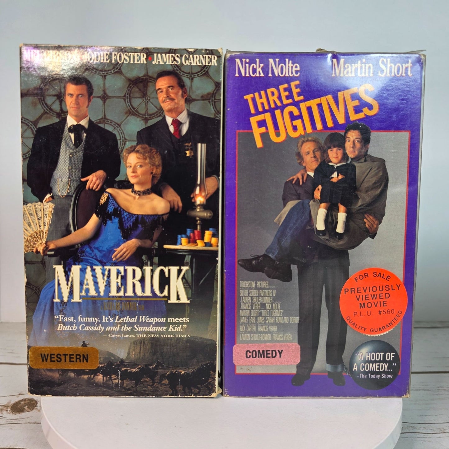 Lot Of 9 VHS Movies Comedy & Western Titles Including Nutty Professor Tombstone Maverick Patch Adams Three Fugitives