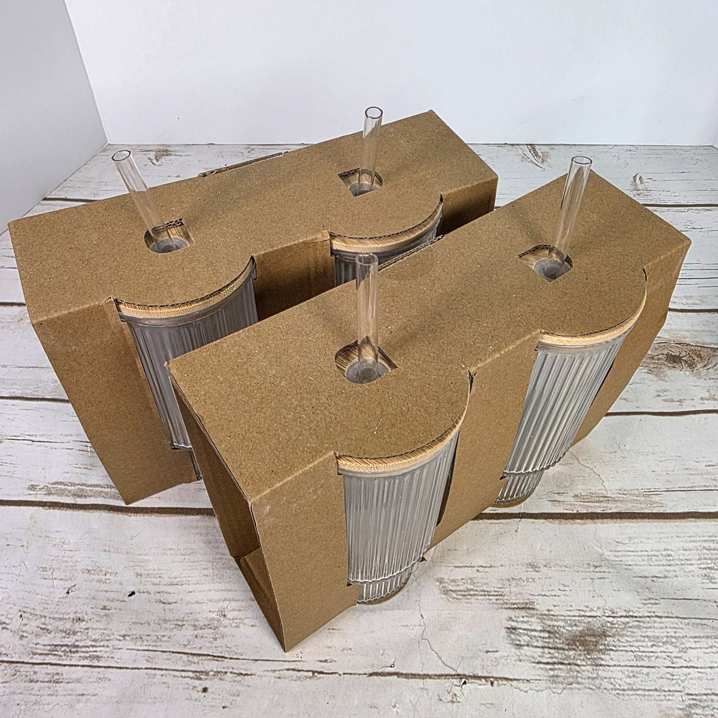 4 Ribbed Clear Glass Tumblers With Bamboo Lids & Reusable Straws 11 Oz Target Bullseye Playground 2024