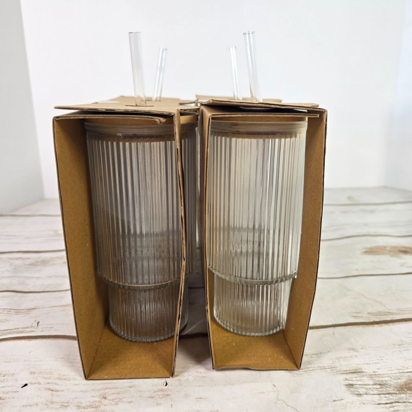 4 Ribbed Clear Glass Tumblers With Bamboo Lids & Reusable Straws 11 Oz Target Bullseye Playground 2024
