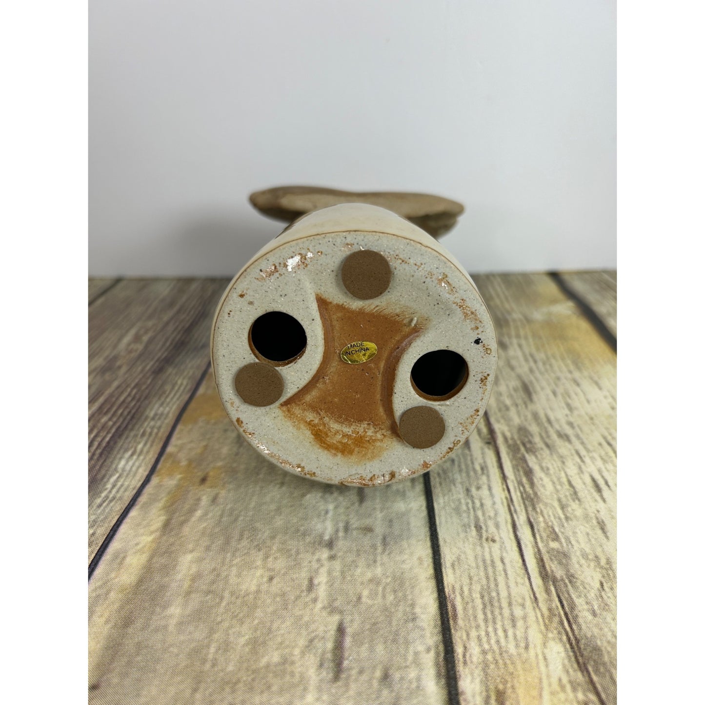 Rustic Earthenware Angel Figurine 10" Handcrafted Primitive Stoneware With Halo & Wings