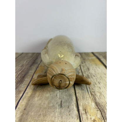 Rustic Earthenware Angel Figurine 10" Handcrafted Primitive Stoneware With Halo & Wings