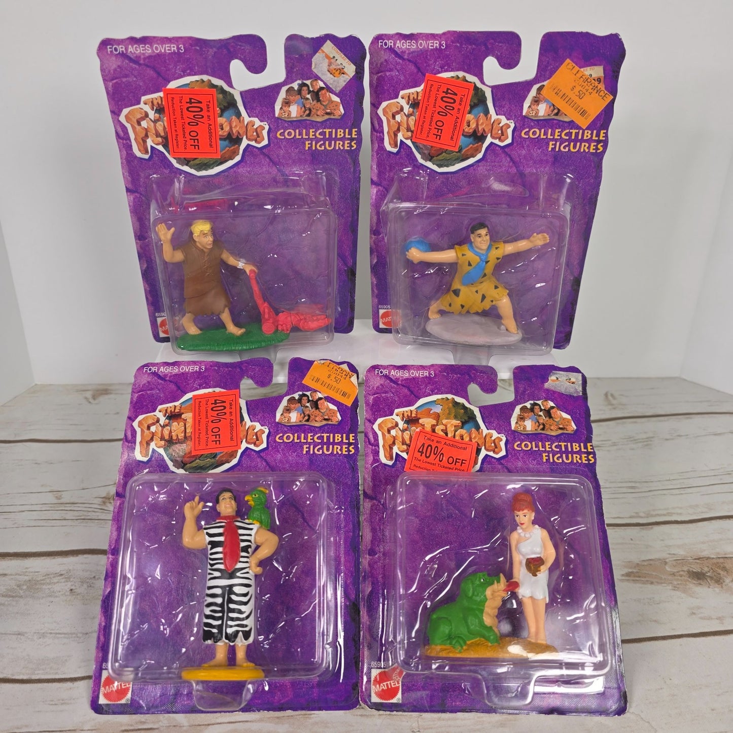 The Flintstones Collectible Figures Set Of 4 Mattel 1993 Fred Barney Pebbles Dino