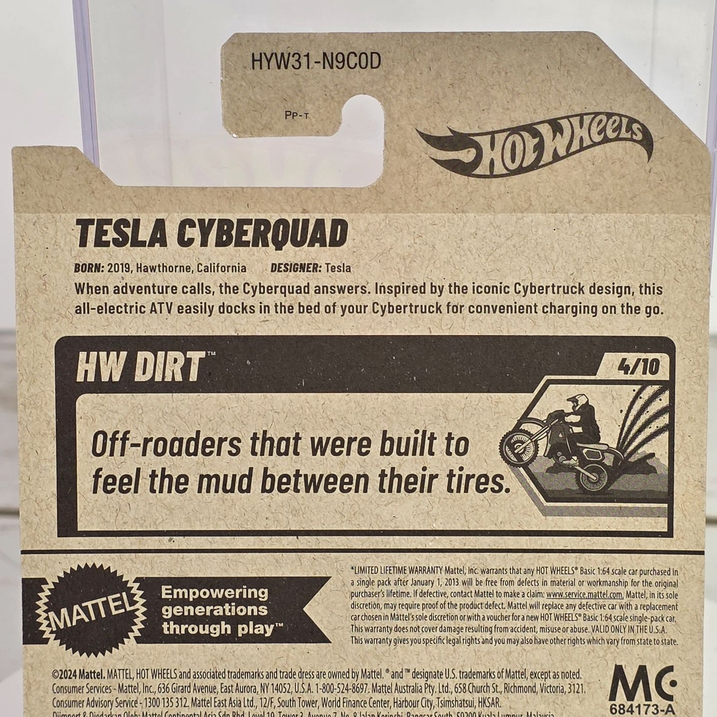 Hot Wheels Tesla Cyberquad HW Dirt Series 82/250 Black & Silver Die-Cast Collectible Toy New For 2025